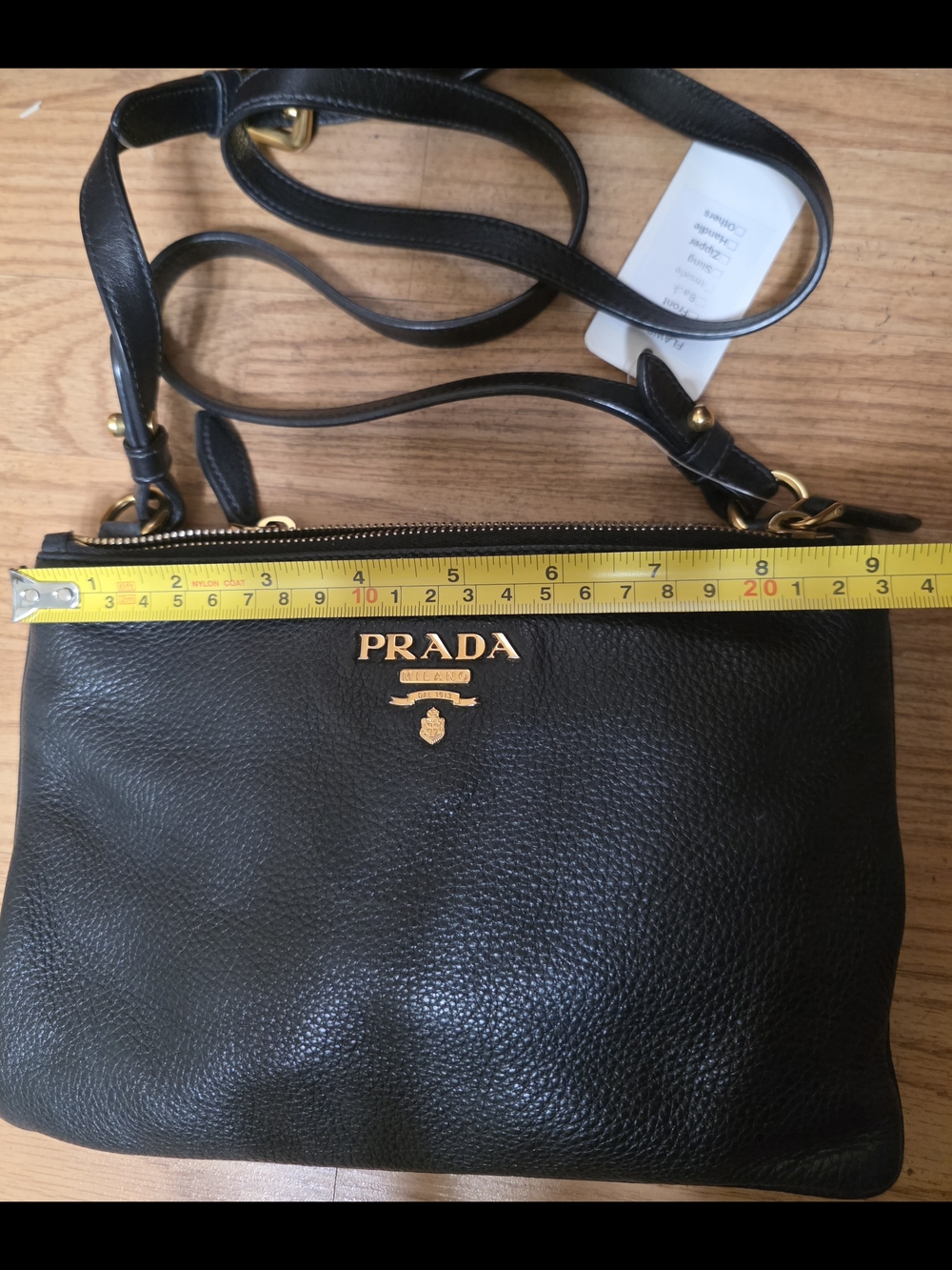 PRADA Black Leather Authentic Crossbody Bag with Gold Hardware